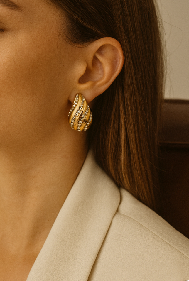 Soleil Crystal Dome Earrings - www.Shopthatapp.com