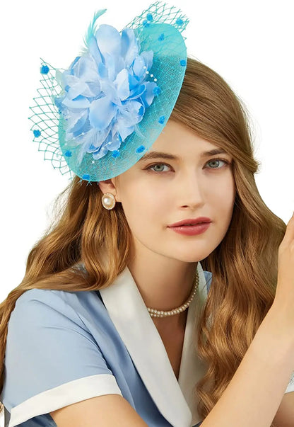 Lady Fancy Mesh Wedding Fascinators Hats for Womens Headwear Veil Flower Cocktail Tea Party Church Derby Hat Chapeu Feminino - www.Shopthatapp.com