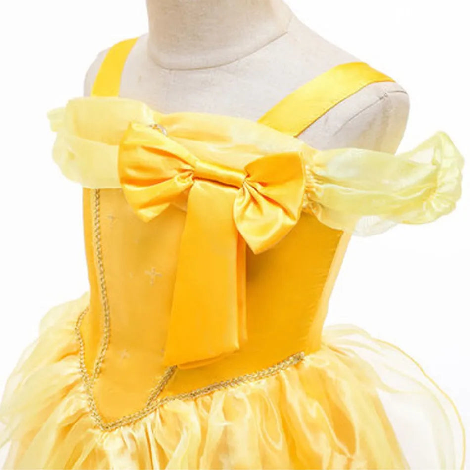 Girl Belle Dress Up Sleeveless Floral Children Party Princess Costume Kids Beauty and The Beast Halloween Carnival Outfit Clothe - www.Shopthatapp.com