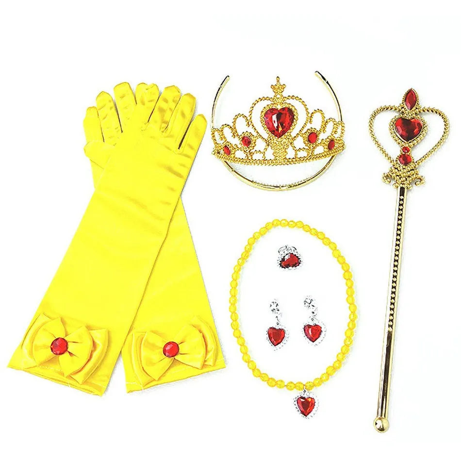 Girl Belle Dress Up Sleeveless Floral Children Party Princess Costume Kids Beauty and The Beast Halloween Carnival Outfit Clothe - www.Shopthatapp.com
