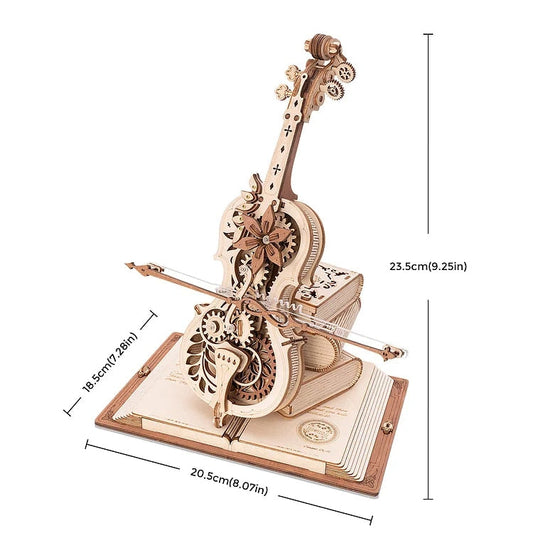 Robotime ROKR AMK63 Magic Cello: 3D Wooden Puzzle & Mechanical Music Box - Movable Stem, Creative & Fun Toy for Children and Girls - www.Shopthatapp.com