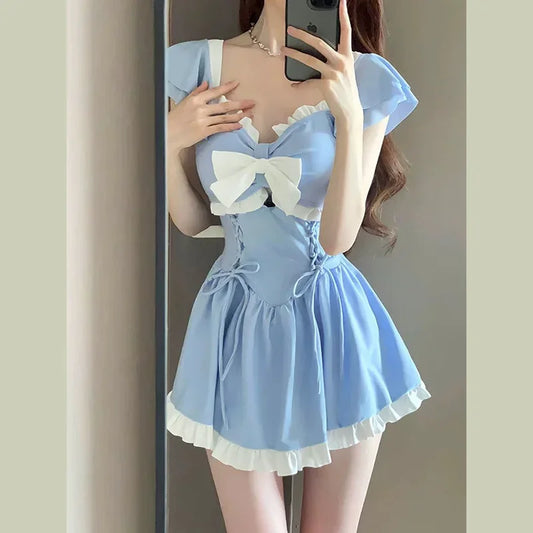 Women's Swimsuit 2025 One-piece Summer New Conservative Belly-covering Sweet Boxer-angle High-end Swimsuit - www.Shopthatapp.com