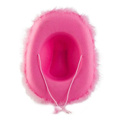 Fashion Pink Cowgirl Hat Feather Brim Cowboy Hat Western Cowboy Hat for Bachelorette Party Carnival Cosplay - www.Shopthatapp.com
