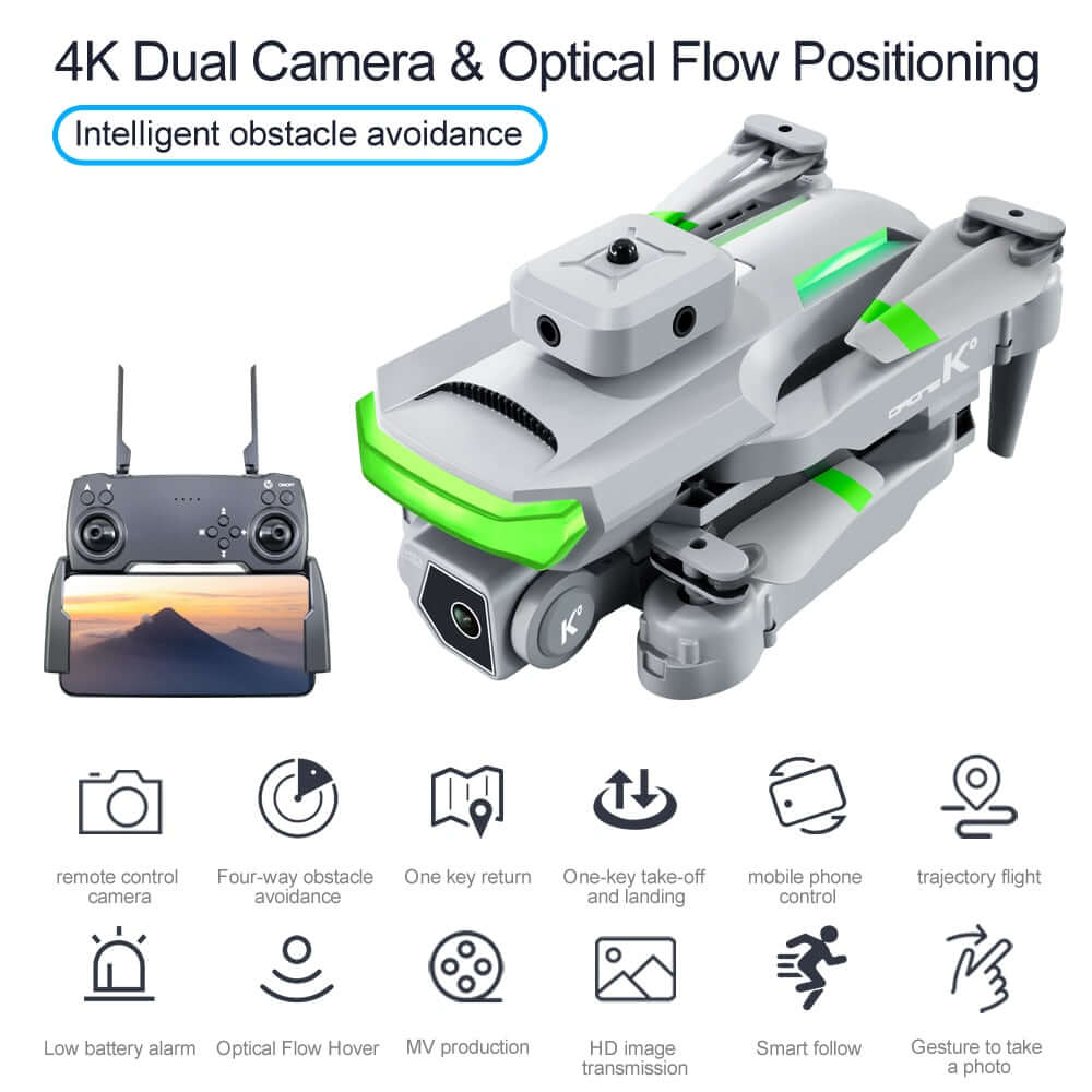 K-HD Dual Lens 4K Aerial Photography Drone - Optical Flow Positioning RC Quadcopter Toy - www.Shopthatapp.com