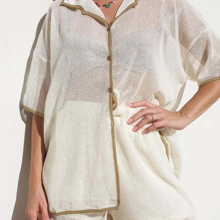 See-through Cardigan Pajamas Two-piece Set For Women - www.Shopthatapp.com