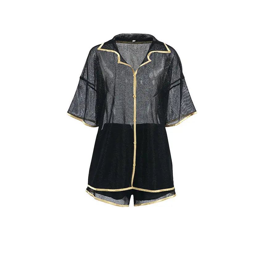 See-through Cardigan Pajamas Two-piece Set For Women - www.Shopthatapp.com