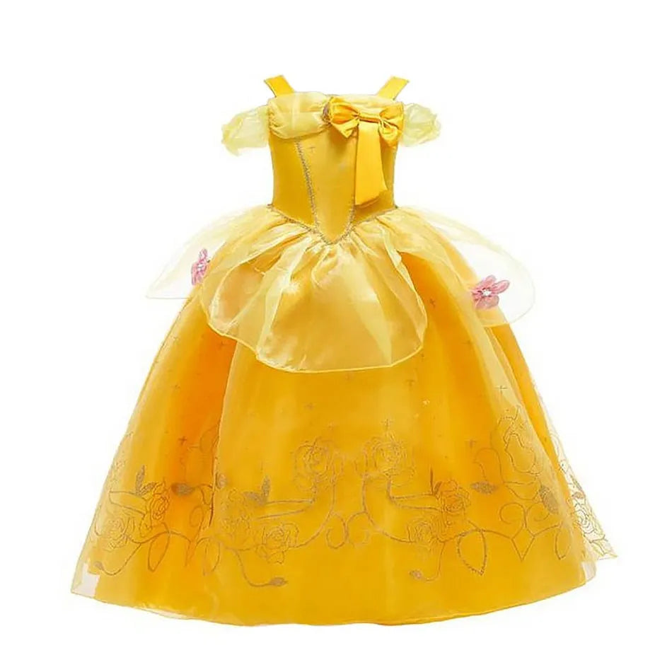Girl Belle Dress Up Sleeveless Floral Children Party Princess Costume Kids Beauty and The Beast Halloween Carnival Outfit Clothe - www.Shopthatapp.com