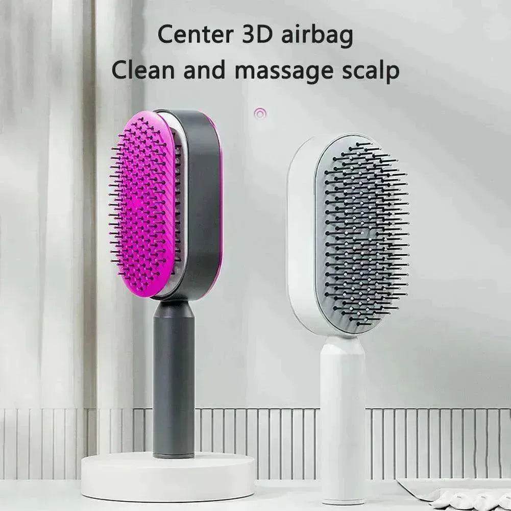 Self Cleaning Hair Brush For Women key Massage Scalp - www.Shopthatapp.com