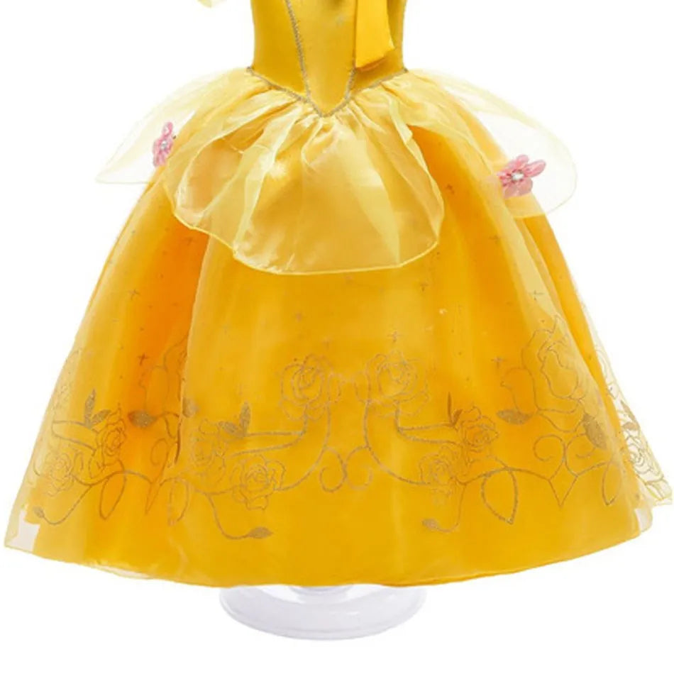 Girl Belle Dress Up Sleeveless Floral Children Party Princess Costume Kids Beauty and The Beast Halloween Carnival Outfit Clothe - www.Shopthatapp.com