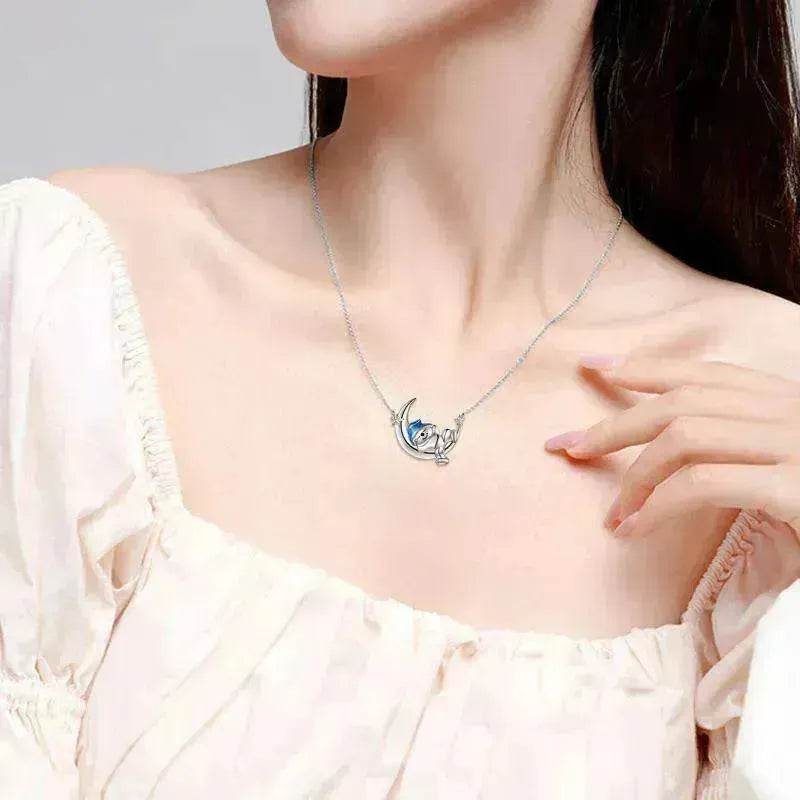 Silver Bear Moon Pendant - Cute Animal Jewelry - www.Shopthatapp.com