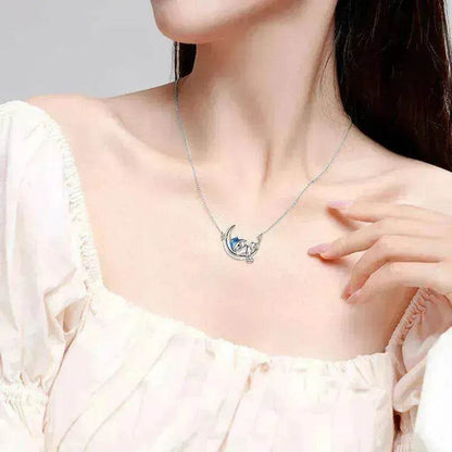 Silver Bear Moon Pendant - Cute Animal Jewelry - www.Shopthatapp.com