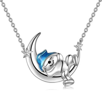 Silver Bear Moon Pendant - Cute Animal Jewelry - www.Shopthatapp.com