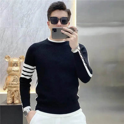 Simple All-match Slim fit Round Neck Pullover Sweater top for men - www.Shopthatapp.com #
