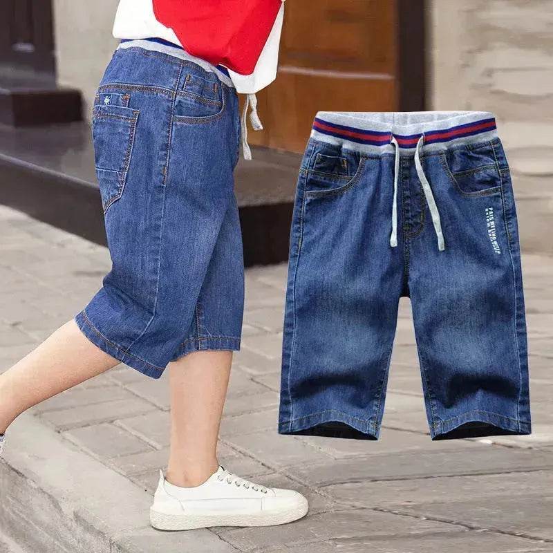 Simple And Versatile Casual Boys' Denim Capris Denim Pant Trouser for boys - www.Shopthatapp.com #