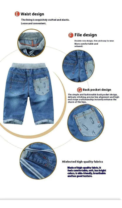 Simple And Versatile Casual Boys' Denim Capris Denim Pant Trouser for boys - www.Shopthatapp.com #