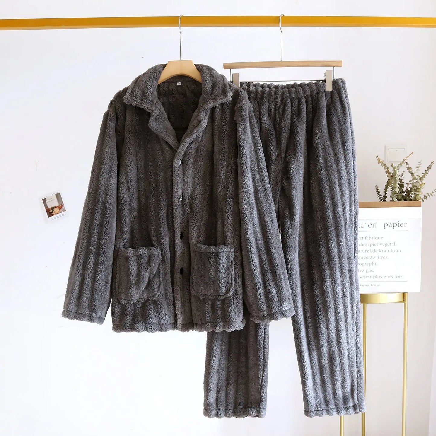 Simple Coral Fleece Couple Pajamas For Women Autumn And Winter - www.Shopthatapp.com #