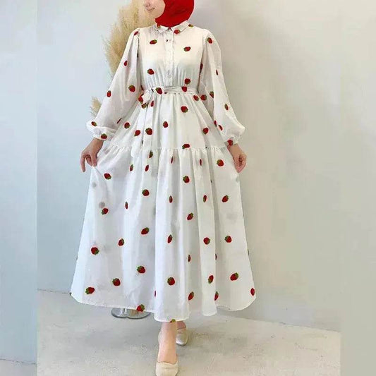 Simple Fashionable Long Sleeve Maxi Dress for Arab Dubai Turkey Middle Eastern Women - www.Shopthatapp.com #