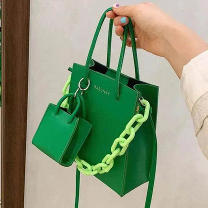 Simple Medium Size Chain Plain  Shoulder Handbag - www.Shopthatapp.com #