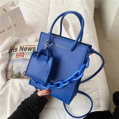 Simple Medium Size Chain Plain  Shoulder Handbag - www.Shopthatapp.com #