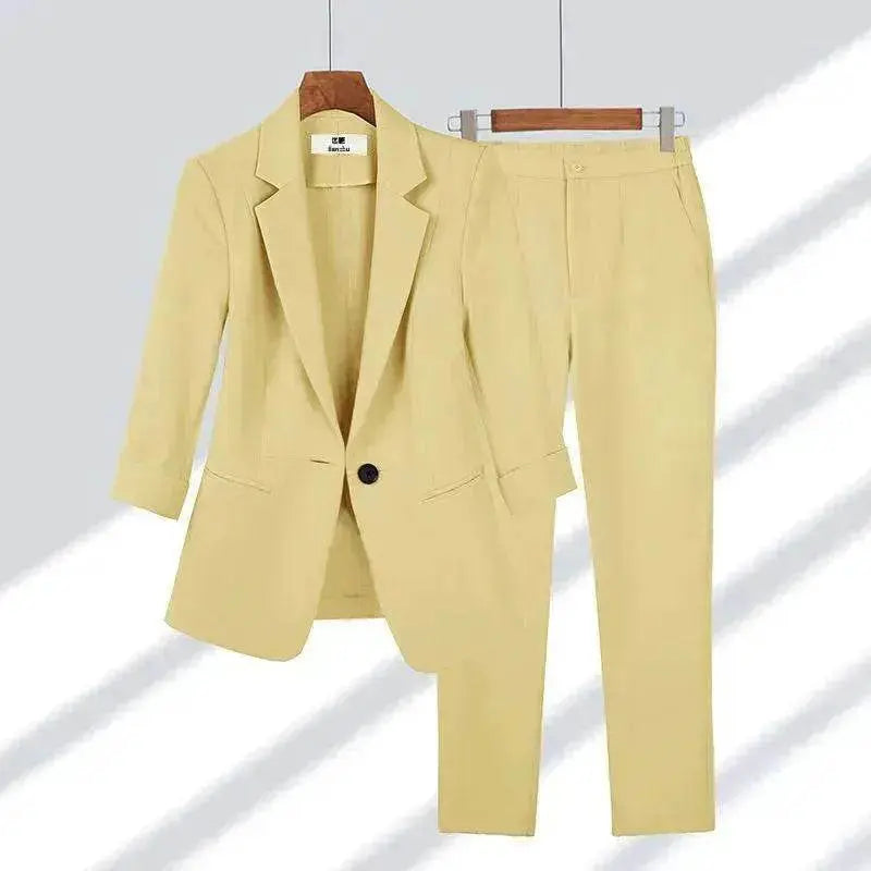 Simple Solid Color Suit Two-piece Set - www.Shopthatapp.com #
