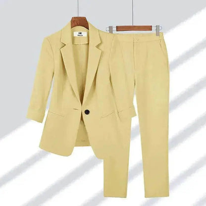 Simple Solid Color Suit Two-piece Set - www.Shopthatapp.com #