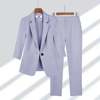 Simple Solid Color Suit Two-piece Set - www.Shopthatapp.com #