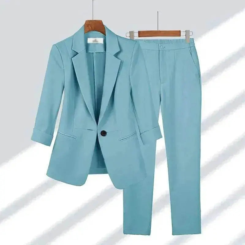 Simple Solid Color Suit Two-piece Set - www.Shopthatapp.com #