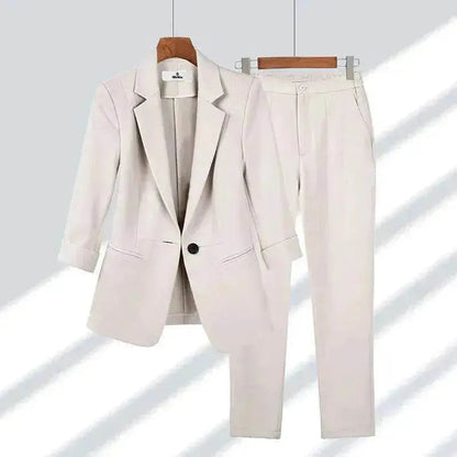 Simple Solid Color Suit Two-piece Set - www.Shopthatapp.com #