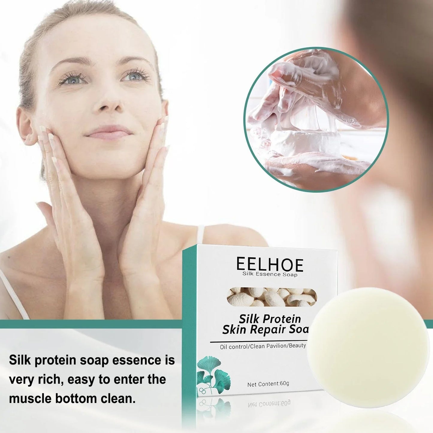 Skin Repair & Cleansing Silk Protein Mask Soap - www.Shopthatapp.com