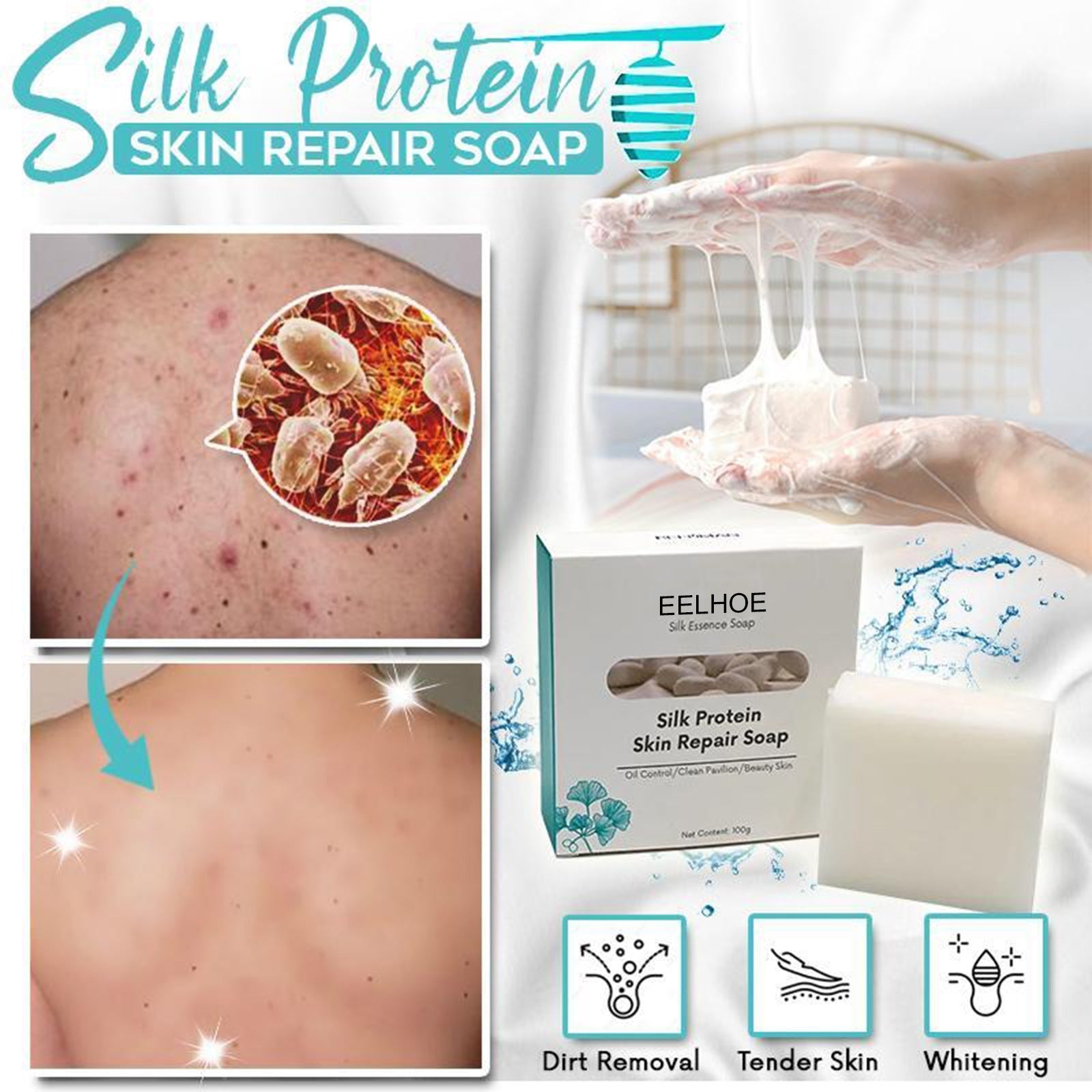 Skin Repair & Cleansing Silk Protein Mask Soap - www.Shopthatapp.com