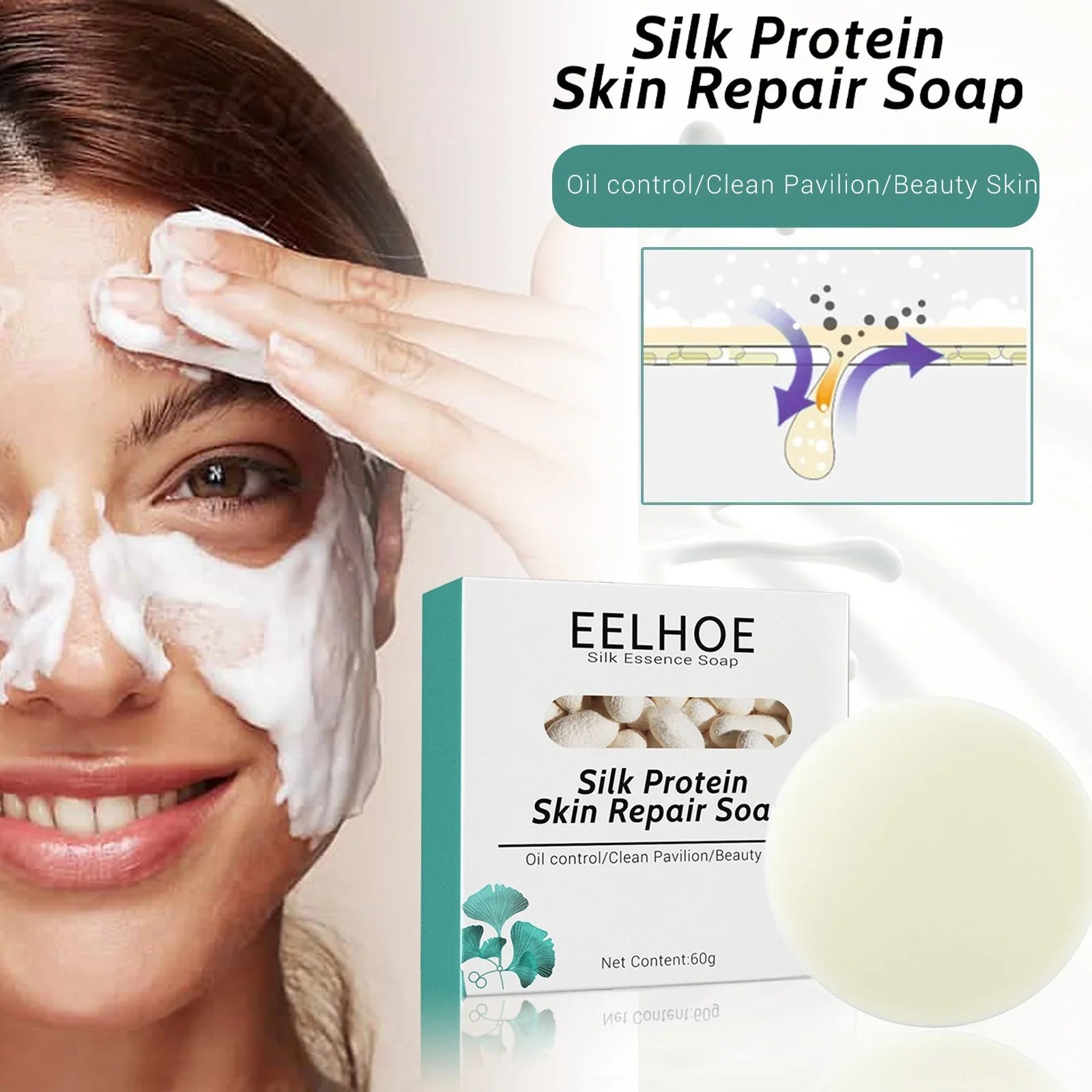 Skin Repair & Cleansing Silk Protein Mask Soap - www.Shopthatapp.com