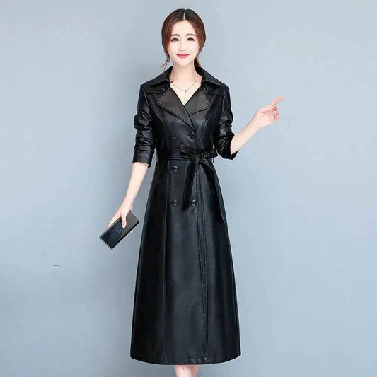 Slim fit Long Sleeve Leather Blazer Dress formal Winter dress - www.Shopthatapp.com #