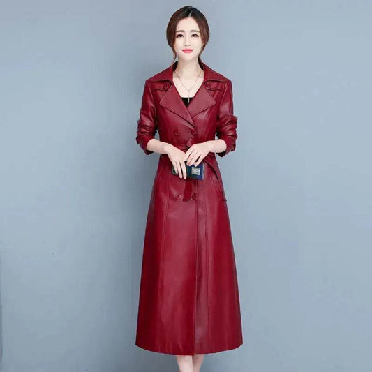Slim fit Long Sleeve Leather Blazer Dress formal Winter dress - www.Shopthatapp.com #
