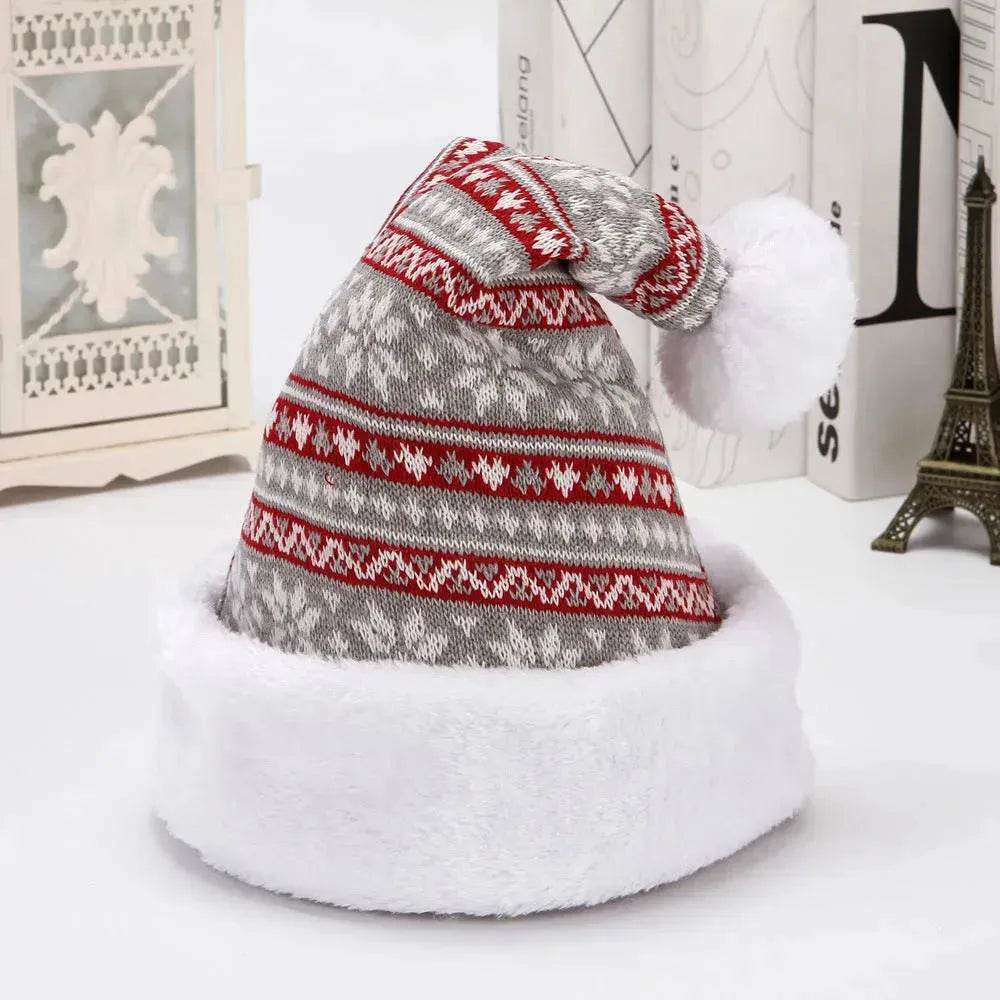 Snowflake Deer Knitted Wool Flannel Christmas Hat - www.Shopthatapp.com #