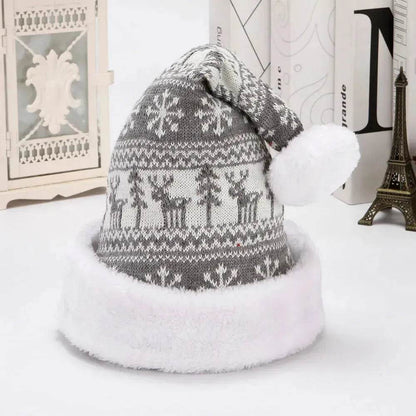 Snowflake Deer Knitted Wool Flannel Christmas Hat - www.Shopthatapp.com #