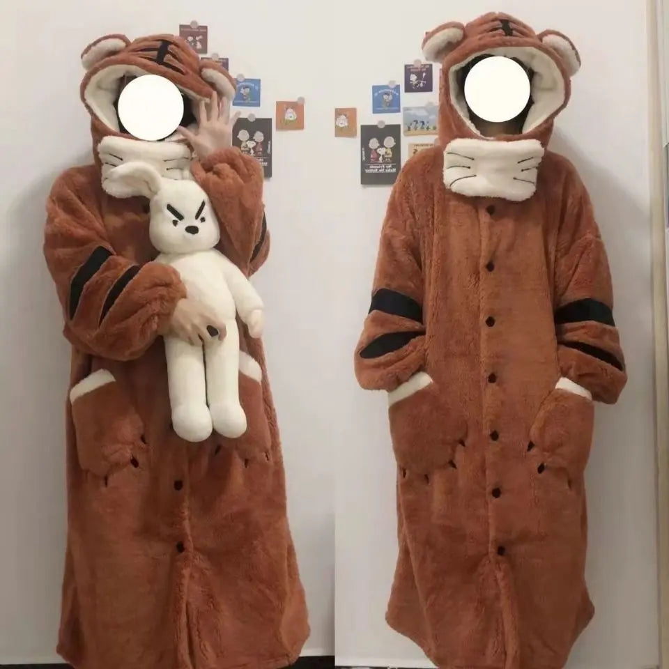 Soft Girl Pajamas Cute Little Tiger Flannel Pajamas For Women - www.Shopthatapp.com