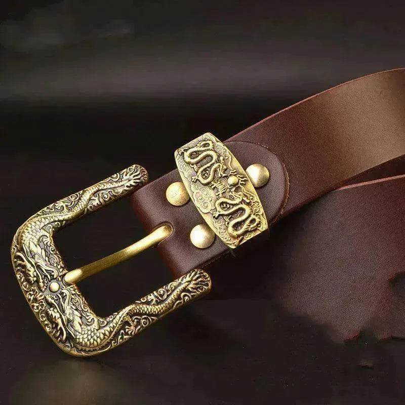 Solid Brass Belt Buckle Casual Pin Genuine Leather - www.Shopthatapp.com #