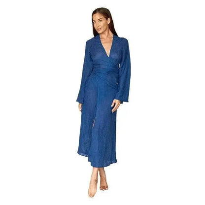 Solid Color Midriff Outfit Beach Bikini Swimsuit Blouse - www.Shopthatapp.com