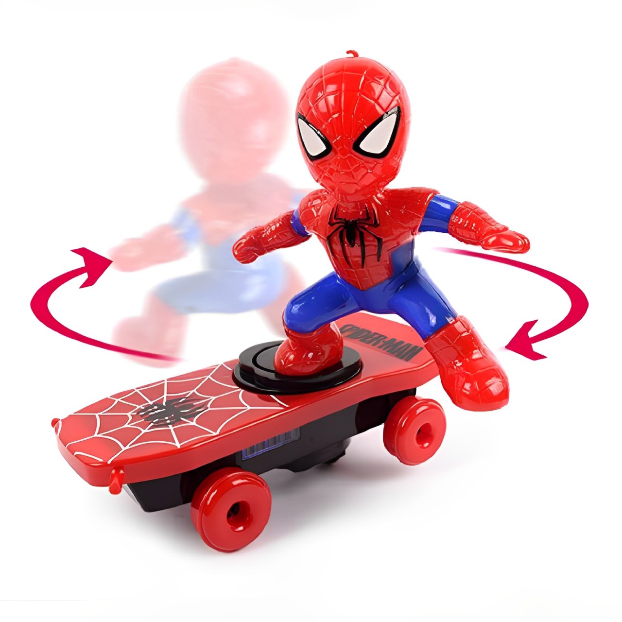 Spider-Man Stunt Scooter Toy - Electric Music, Flip Rotation, Skateboard for Kids - www.Shopthatapp.com #