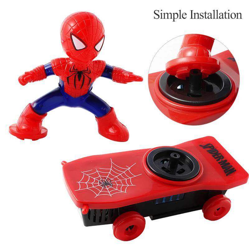 Spider-Man Stunt Scooter Toy - Electric Music, Flip Rotation, Skateboard for Kids - www.Shopthatapp.com #