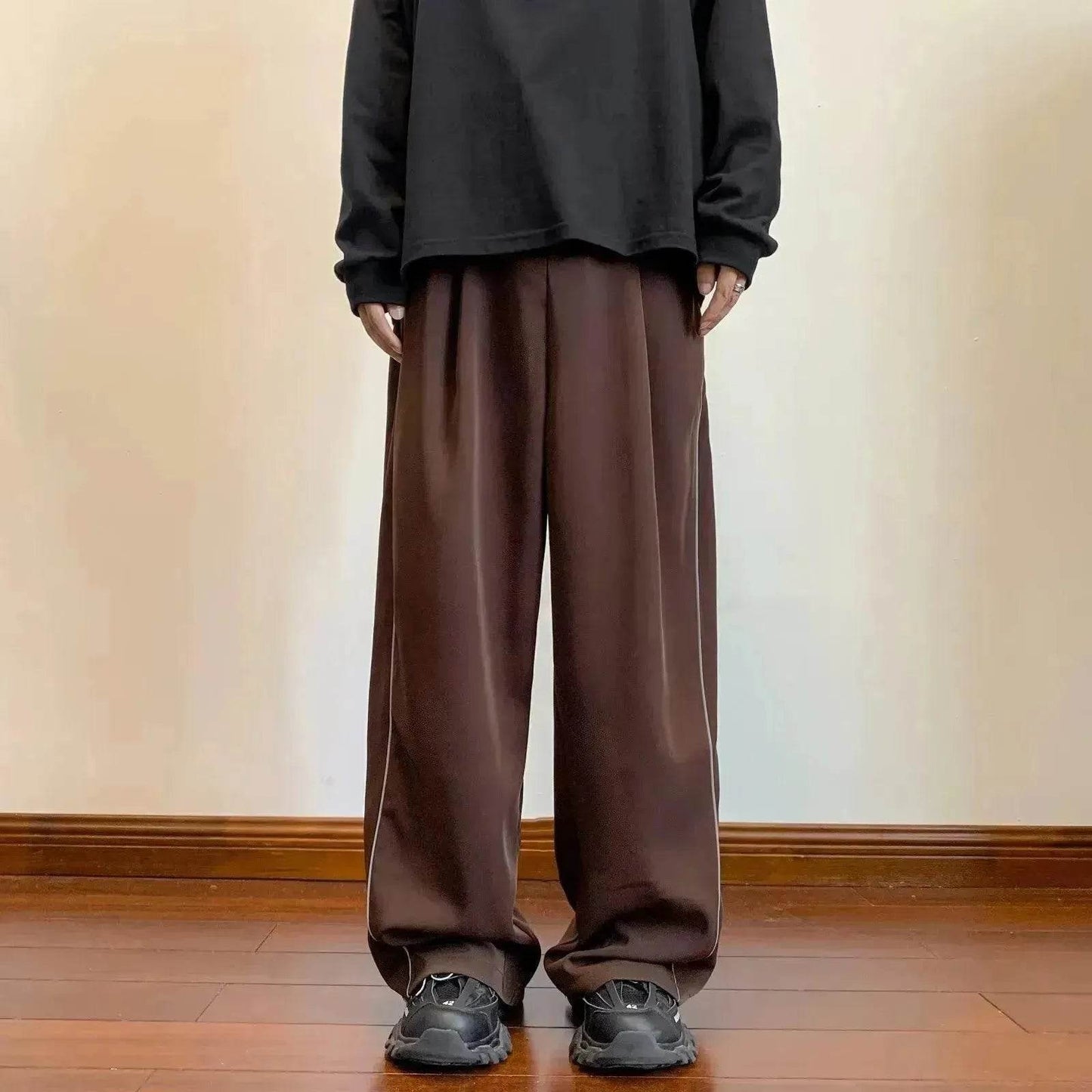 Sports Pants Male Straight Wide Leg Striped Casual Trousers - www.Shopthatapp.com #