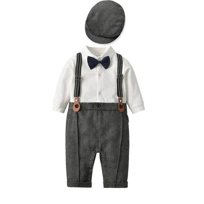Spring And Autumn Children'S Clothing Infant And Young Children'S British Waistcoat One-Piece Climbing Gentleman'S Hat One-Year-Old Clothes Newborn Gentleman'S Suit - www.Shopthatapp.com