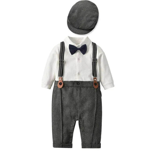 Spring And Autumn Children'S Clothing Infant And Young Children'S British Waistcoat One-Piece Climbing Gentleman'S Hat One-Year-Old Clothes Newborn Gentleman'S Suit - www.Shopthatapp.com