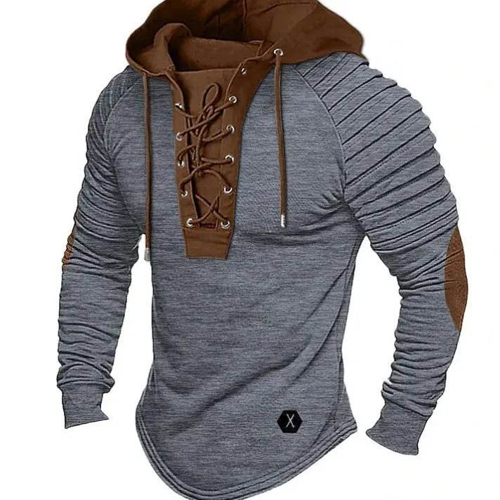 Spring And fall Pure Color Tied Hoodie Street fashion Bronzing Lacing Sweatshirt - www.Shopthatapp.com #