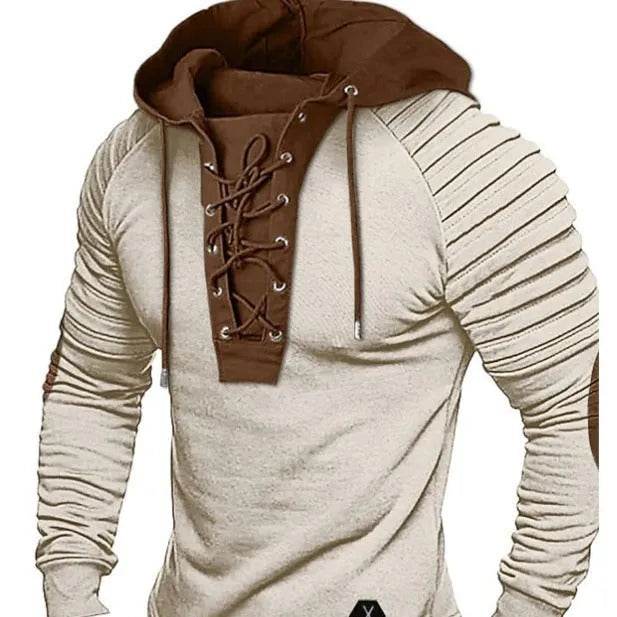 Spring And fall Pure Color Tied Hoodie Street fashion Bronzing Lacing Sweatshirt - www.Shopthatapp.com #