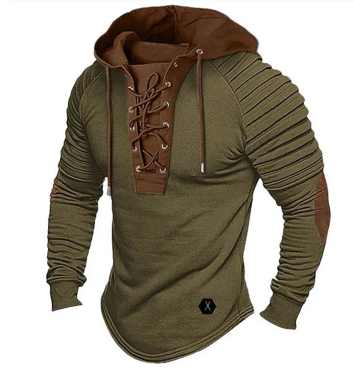 Spring And fall Pure Color Tied Hoodie Street fashion Bronzing Lacing Sweatshirt - www.Shopthatapp.com #
