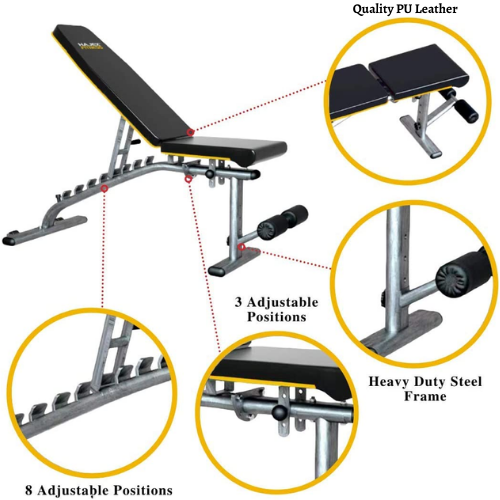 Squat Rack, Bench, Barbell & Weight Plates Stack - www.Shopthatapp.com #