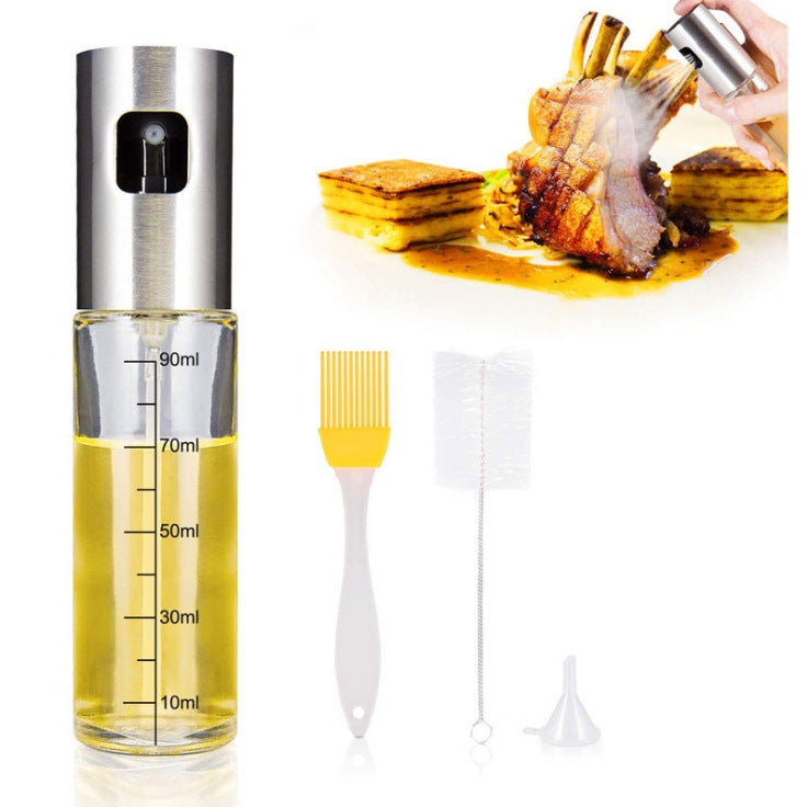 Stainless Steel Grill Kitchen Cooking Oil Spray Bottle With Scale - www.Shopthatapp.com