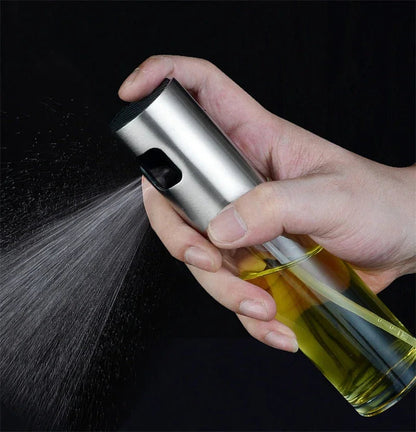 Stainless Steel Grill Kitchen Cooking Oil Spray Bottle With Scale - www.Shopthatapp.com