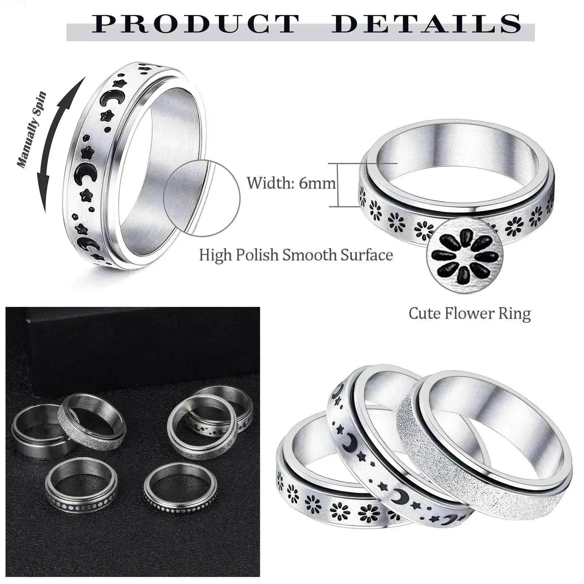 Stainless Steel Rotatable Elegant & Relieve Anxiety Rings - www.Shopthatapp.com